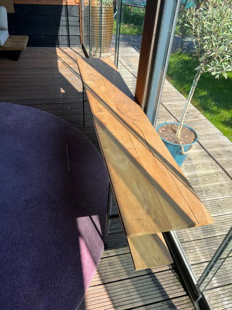 Eikenhouten Bijzettafel/Sidetable - 207x37x62 cm, Ophalen, Zo goed als nieuw