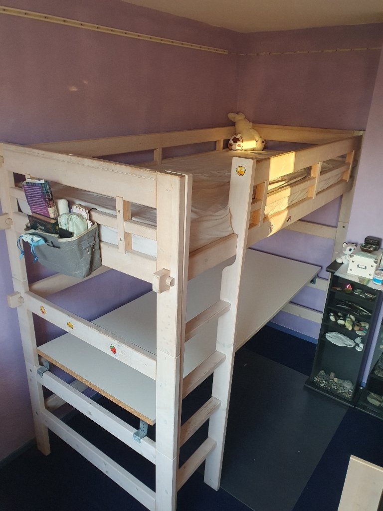 Liftetime meegroeibed (eenpersoons, halfhoog, hoogslaper), Ophalen, Gebruikt, 180 cm of meer, 85 tot 100 cm