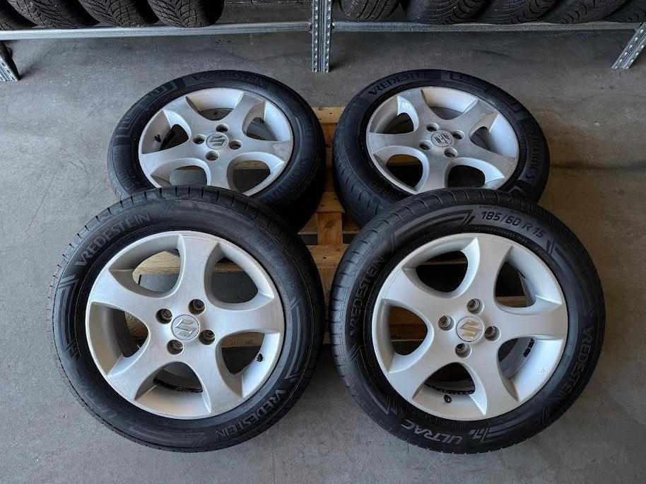 Suzuki velgen + zomerbanden | 185/60 R15 | incl montage, Ophalen, Gebruikt, 15 inch, Banden en Velgen