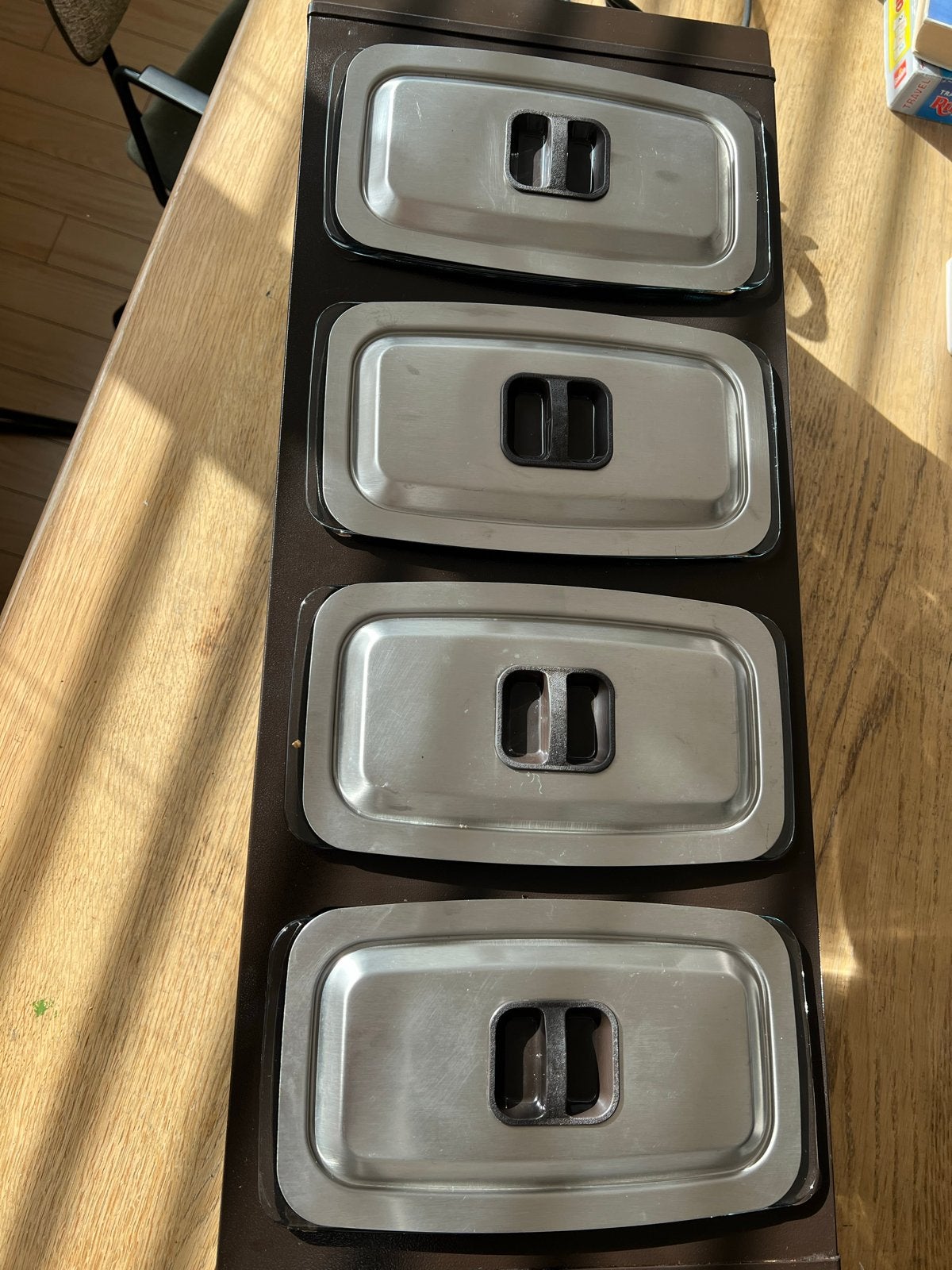 Philips hostess warmhoudplaat met 4 glazen schalen, Ophalen, Gebruikt