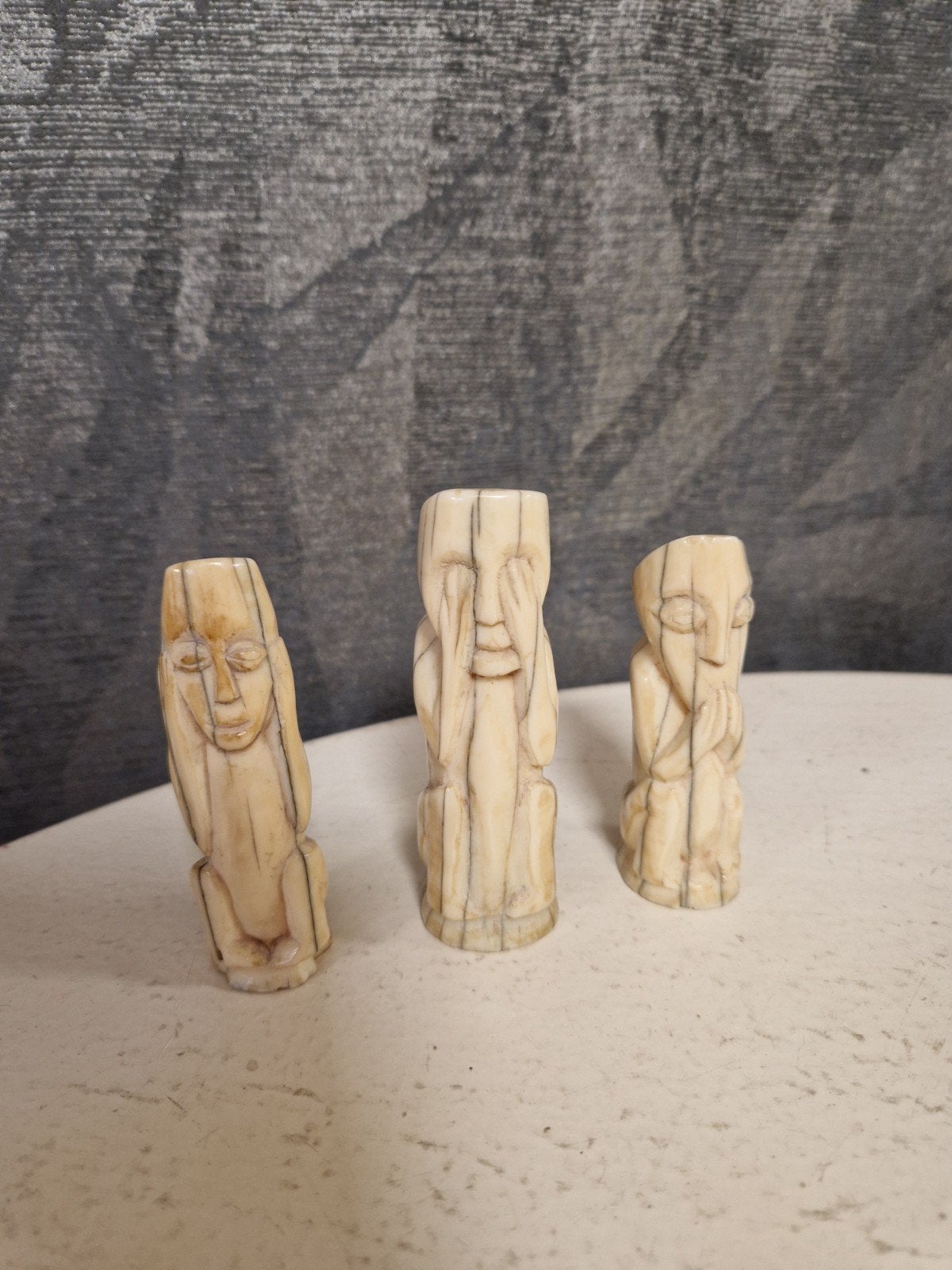 Set van 3 ivoren beeldjes: 'Hoor, Zie, Zwijg', Antiek en Kunst, Ophalen of Verzenden