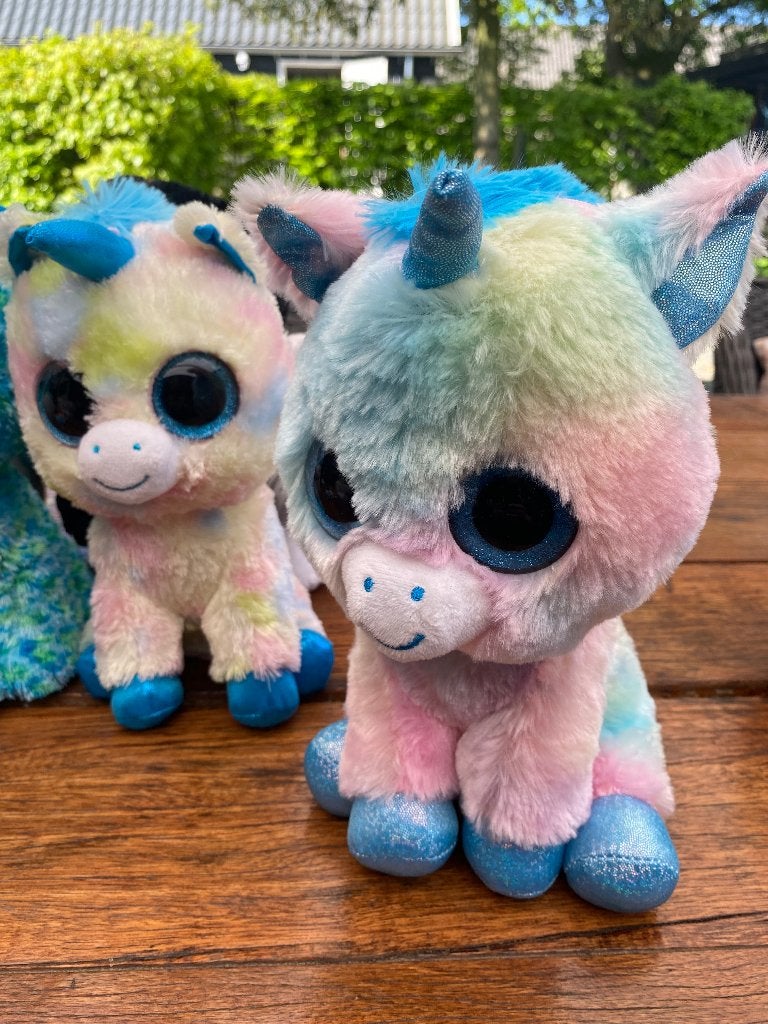 4x unicorn/eenhoorn TY knuffels (met grote ogen), Eenhoorn, Overige karakters, Ophalen of Verzenden, Meerkleurig