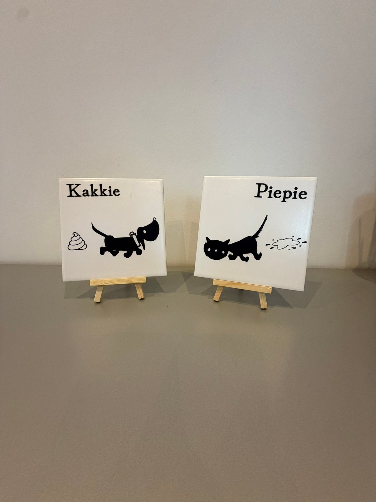 Tegeltje 15x15 kakkie en piepie (Takkie/Siep), Ophalen of Verzenden, Zo goed als nieuw