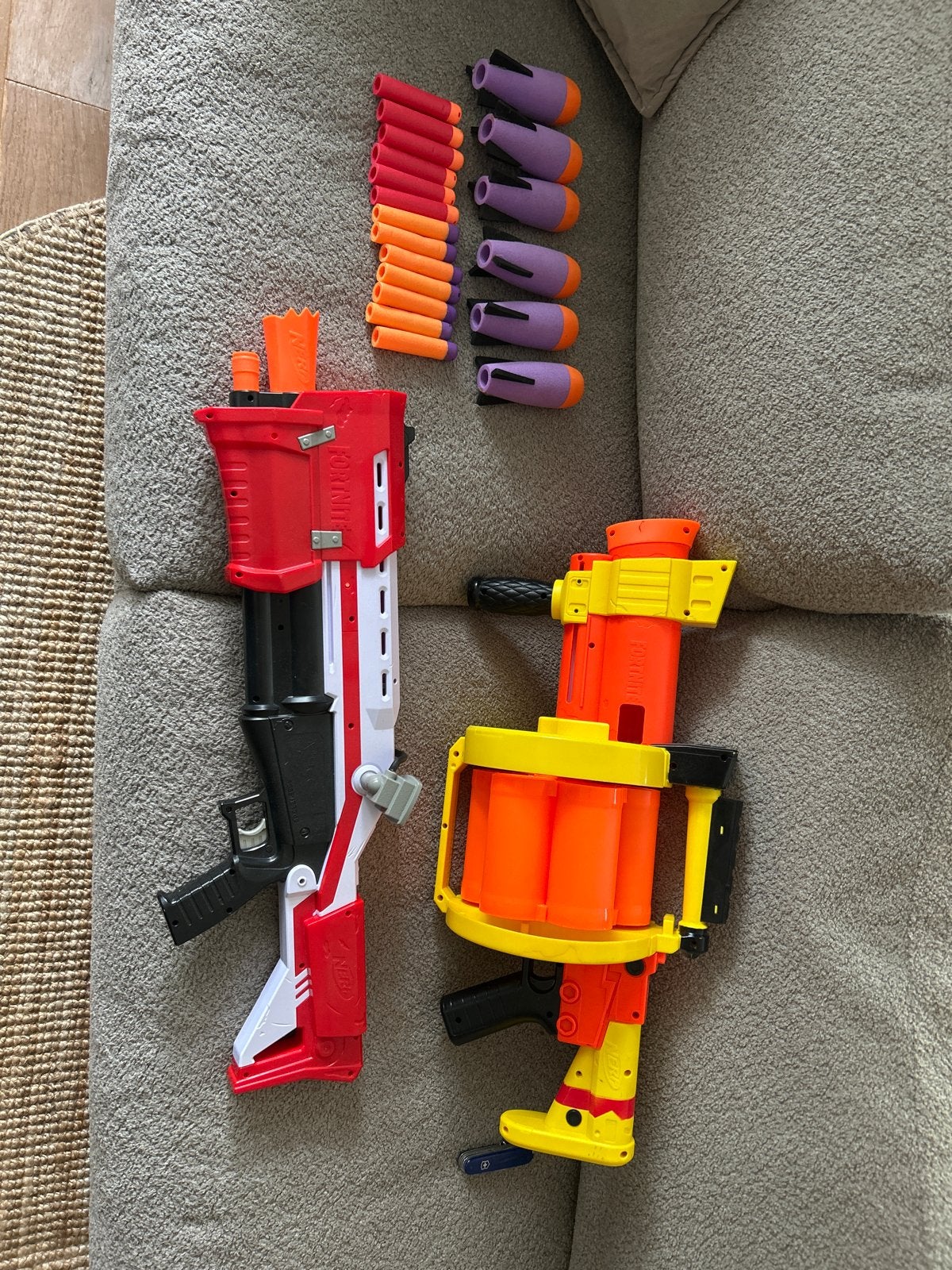 Fortnite Nerf Guns: Tactical Shotgun & Grenade Launcher, Ophalen of Verzenden, Zo goed als nieuw