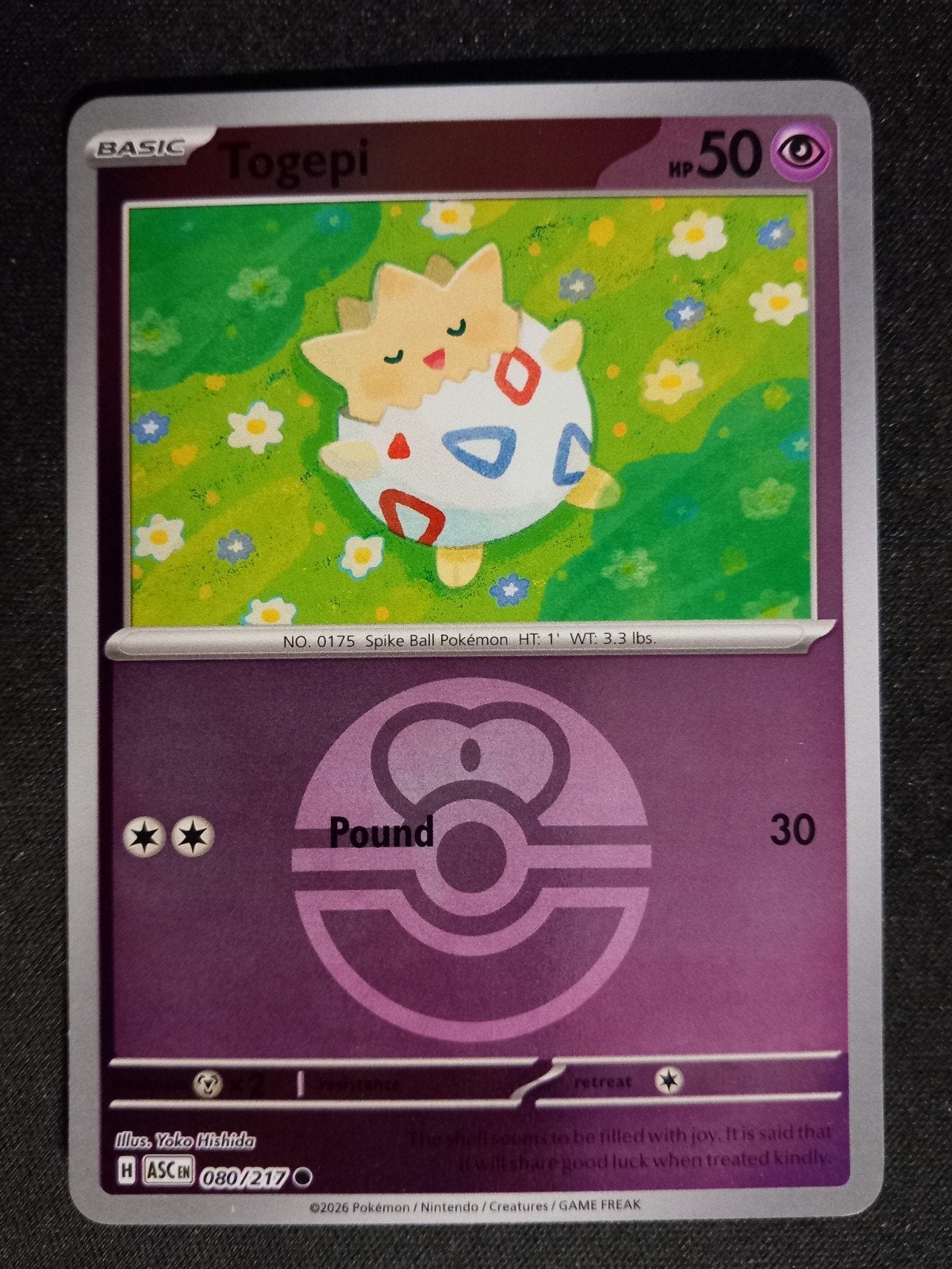 Togepi 080/217 Ascended Heroes Reverse Pokeball NM, Verzenden, Zo goed als nieuw, Losse kaart, Foil