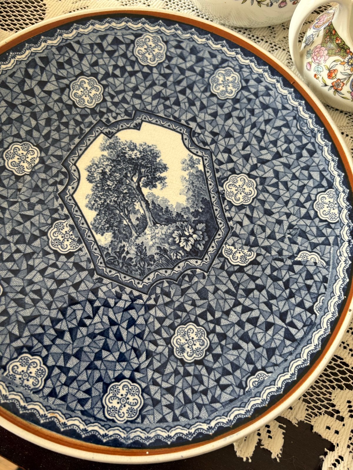 Antiek Villeroy & Boch Wandbord - Blauw Landschap, Ophalen