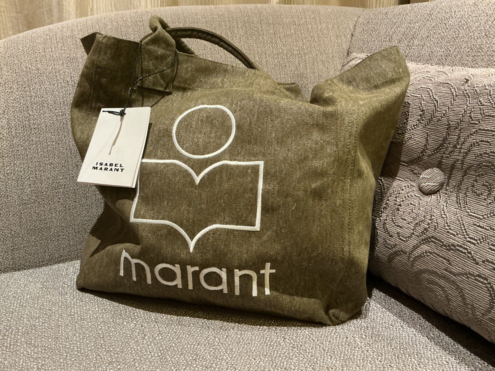 Isabel Marant shopper tas olijf denim nieuw met kaartjes!, Ophalen of Verzenden, Nieuw, Groen, Shopper