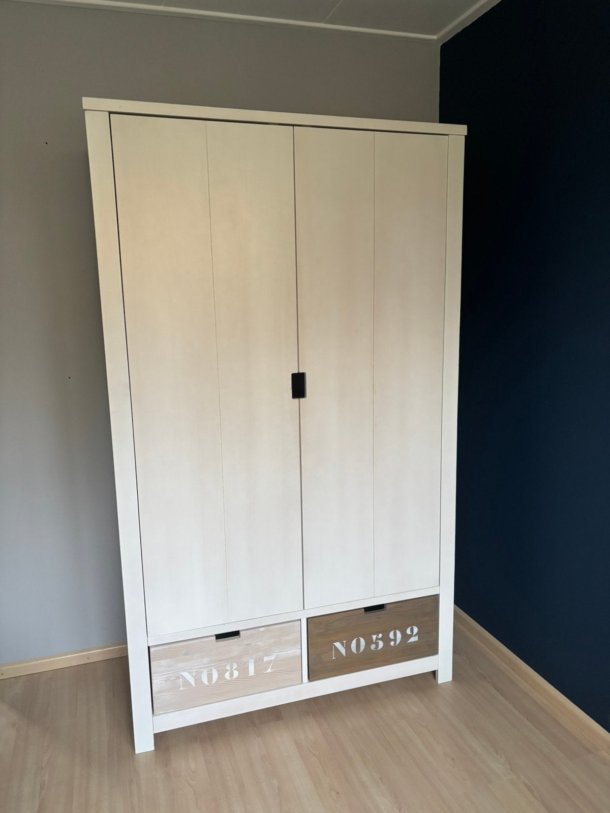 Bopita basic wood,  white wash kledingkast, Ophalen, Kast, 50 tot 70 cm, 105 cm of meer