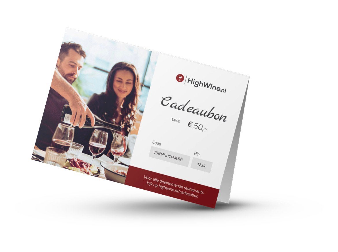 HighWine cadeaubon twv €50, Eén persoon, Cadeaubon