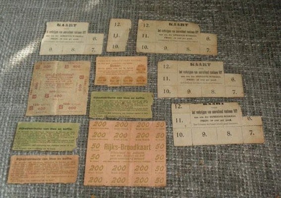 Oorlog wo1 Distributie voedsel bonnen rantsoen ww1 rantsoen, Verzenden, Overige soorten, Nederland, Overige typen