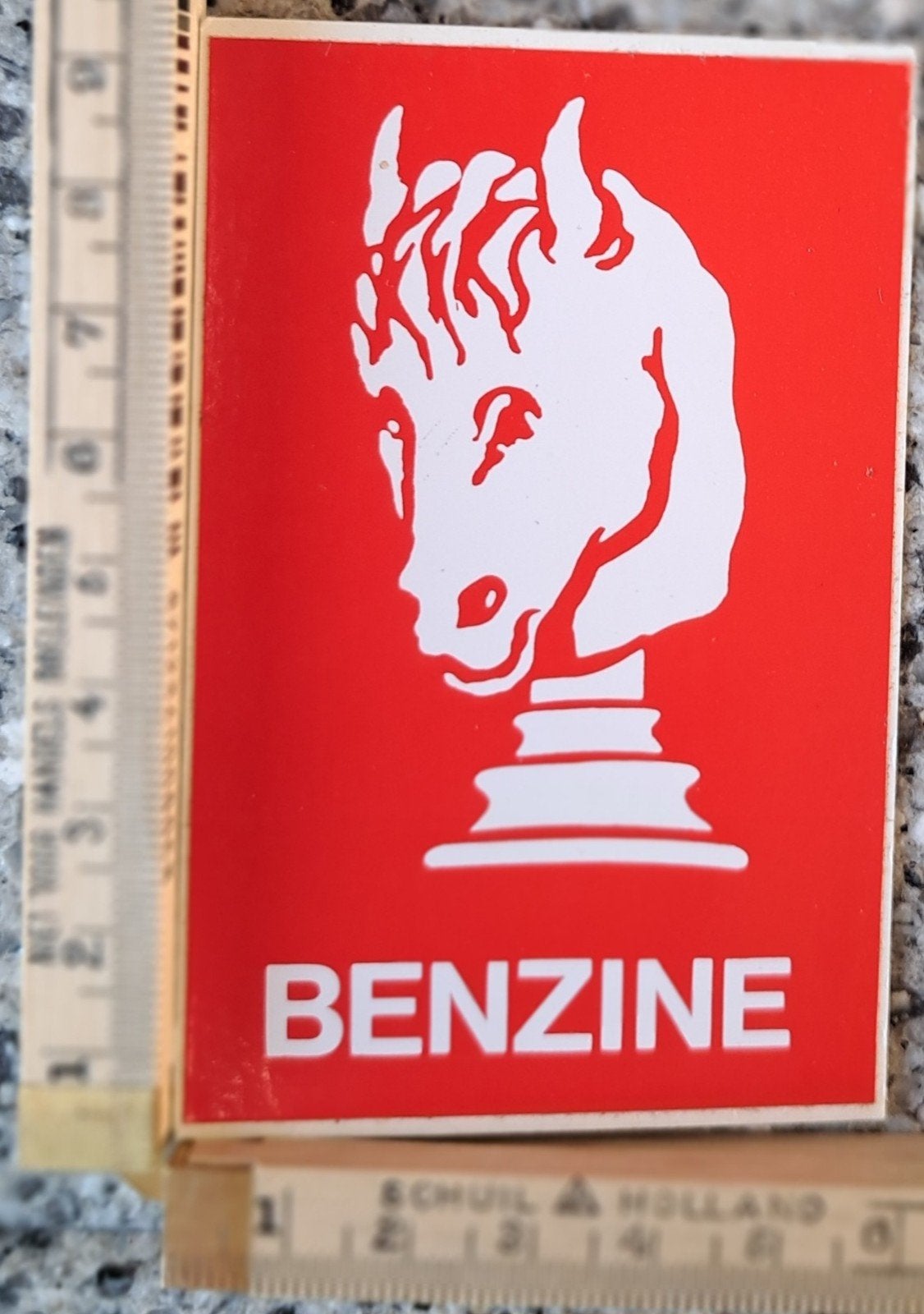 Vintage sticker Schimmel benzinestation benzinepomp logo, Ophalen of Verzenden, Zo goed als nieuw