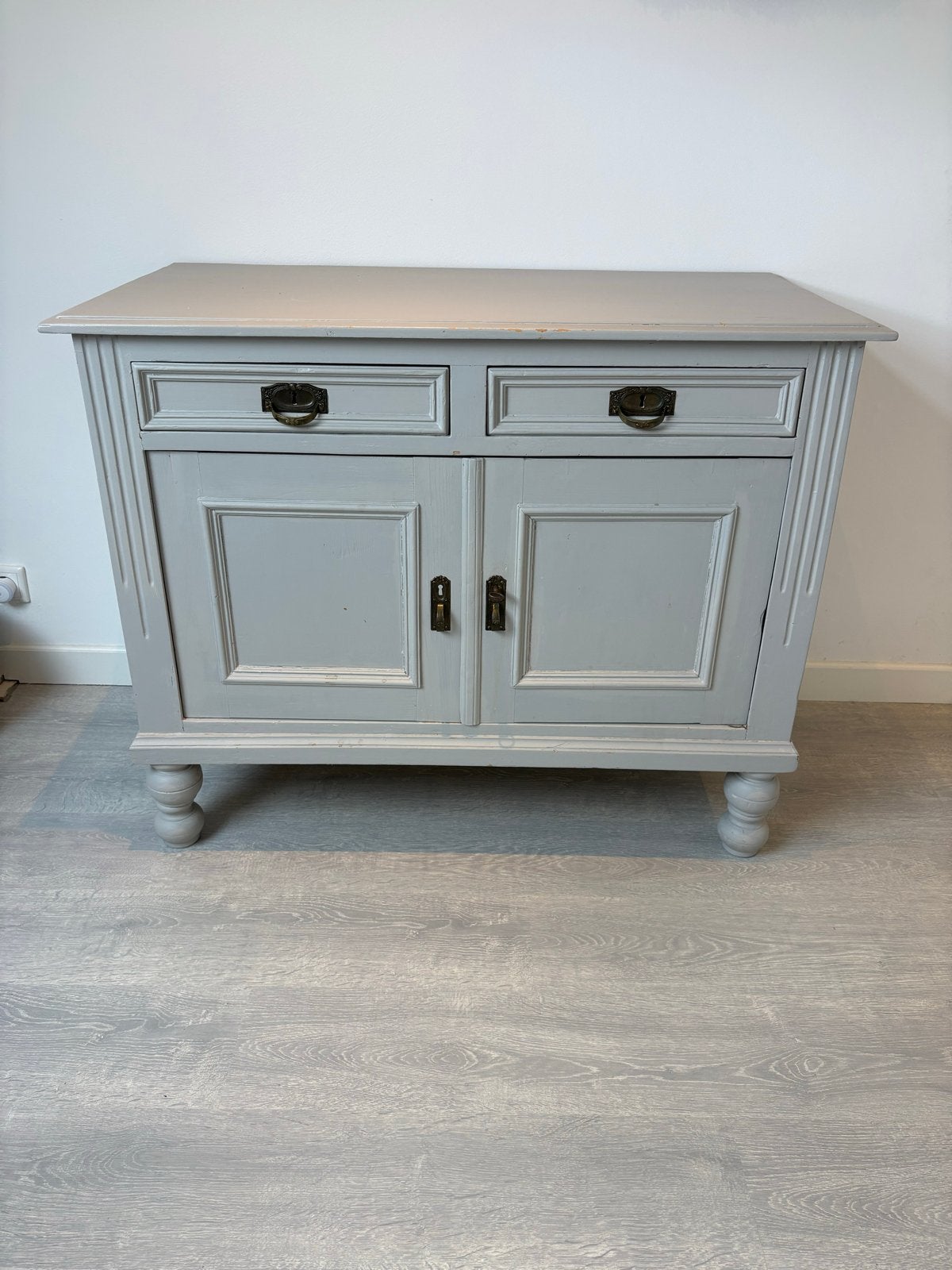 Grijze buffetkast met lades en deuren - 108x86x54,5 cm, Ophalen, Gebruikt, 100 tot 150 cm, Met lade(s)