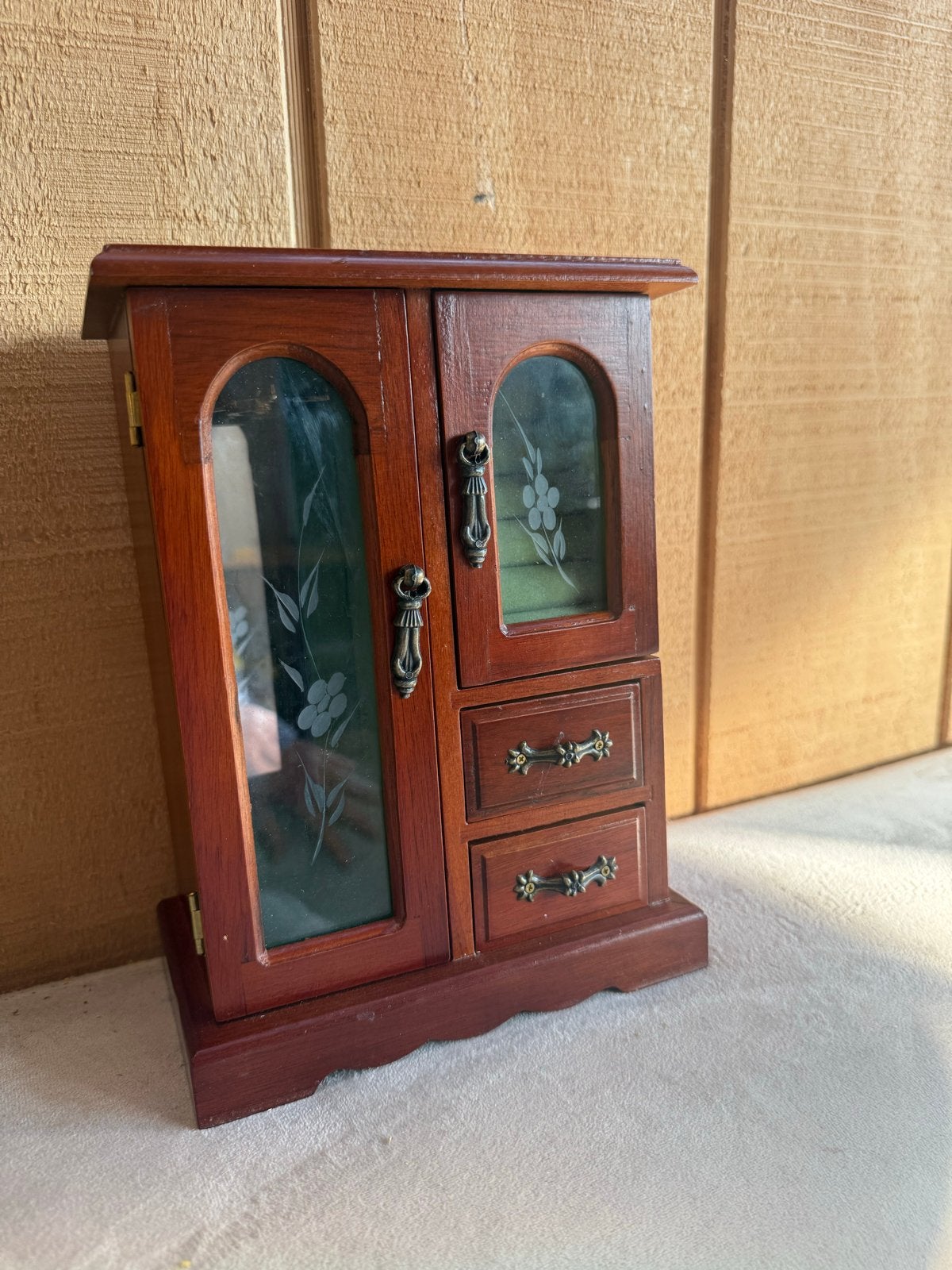 Vintage Houten Sieradendoos met Spiegels en Lades, Ophalen of Verzenden