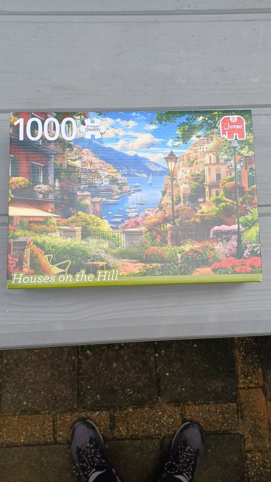 Jumbo Puzzel 1000 Stukjes - Houses on the Hill, Ophalen of Verzenden, Meer dan 50 stukjes, Gebruikt, 6 jaar of ouder