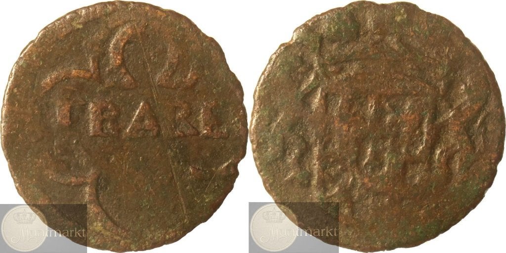Reckheim - Duit z.j. (ca. 1680) - VARIANT omega, Postzegels en Munten, Ophalen of Verzenden, Vóór koninkrijk, Overige waardes