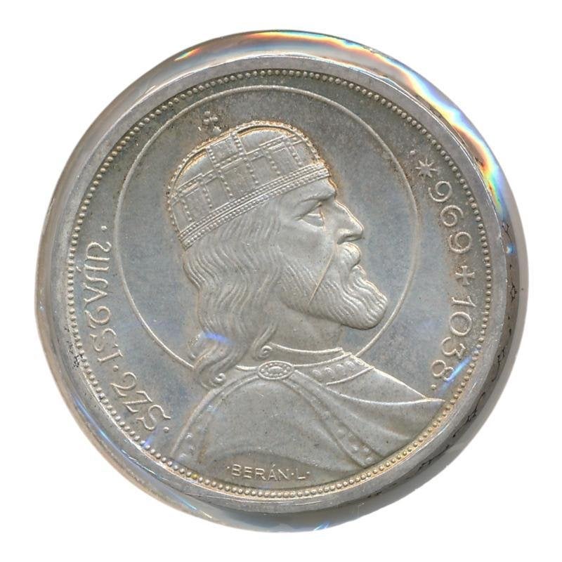 Hongarije 5 Pengö 1938 Sint Stephan, Ophalen of Verzenden, Hongarije, Losse munt, Zilver
