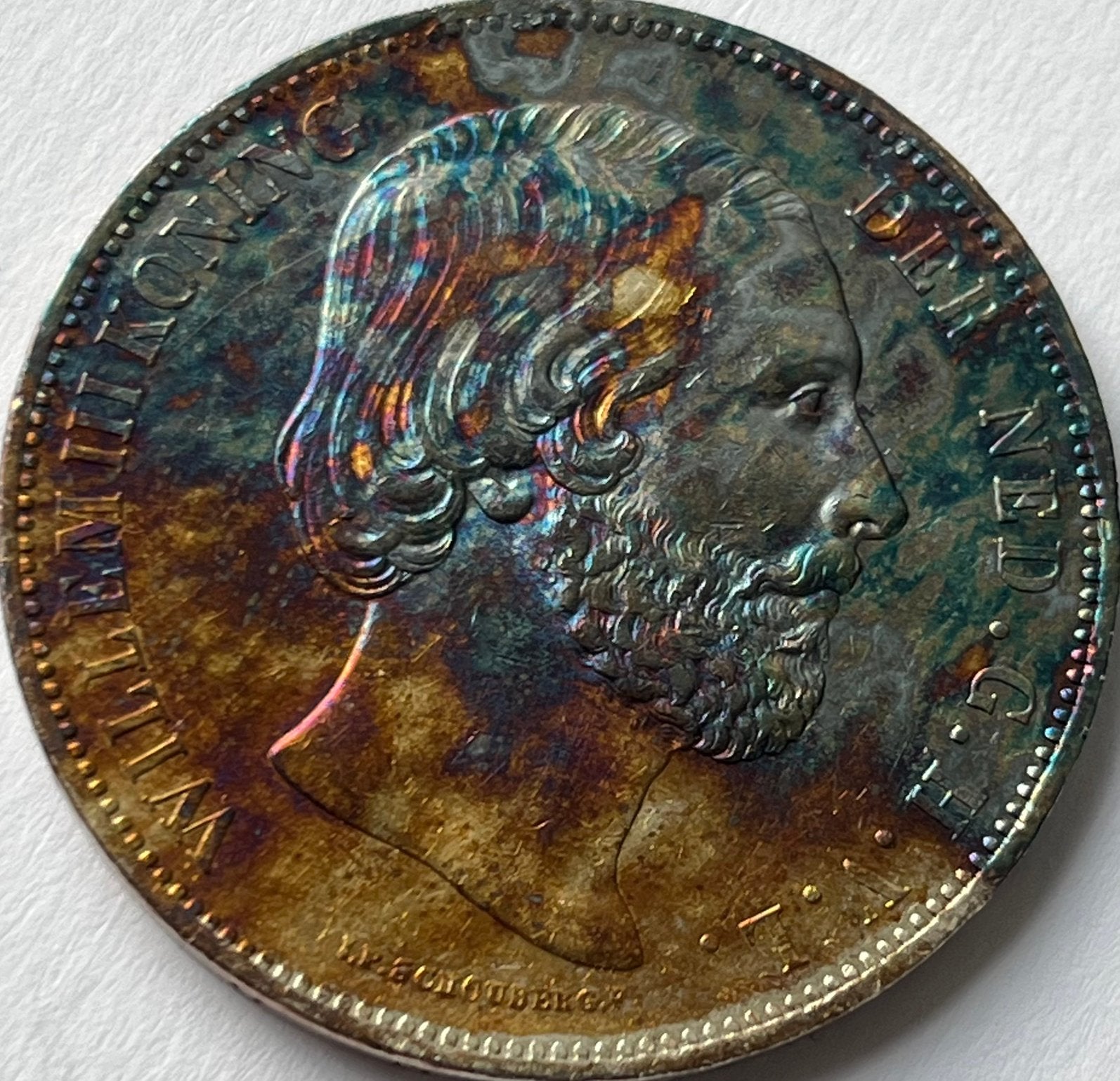 Zilveren rijksdaalder 1874 hoge kwaliteit, Postzegels en Munten, Koning Willem III, Zilver, Ophalen of Verzenden, Losse munt