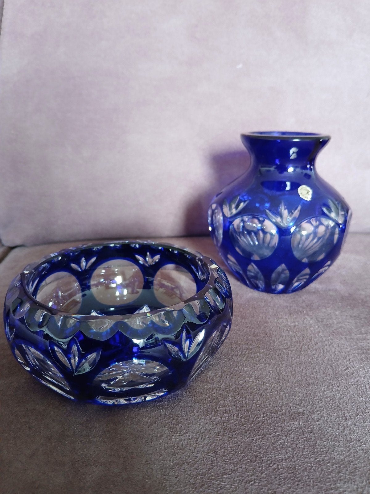 Prachtig setje vaasje met schaaltje kristal, Antiek en Kunst, Ophalen of Verzenden