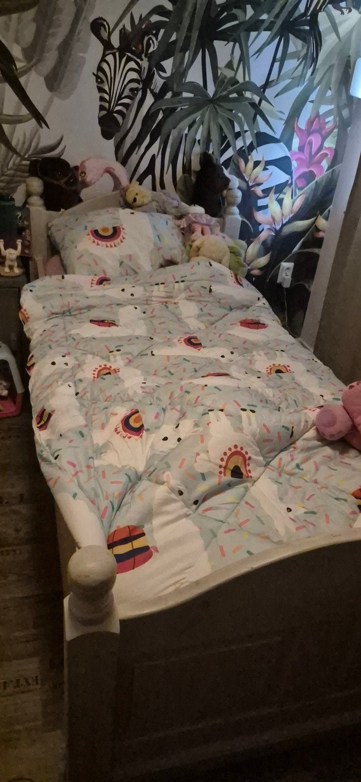 Eenpersoonsbed met opbergruimte - wit hout, Huis en Inrichting, Ophalen, Gebruikt, 90 cm, Eenpersoons