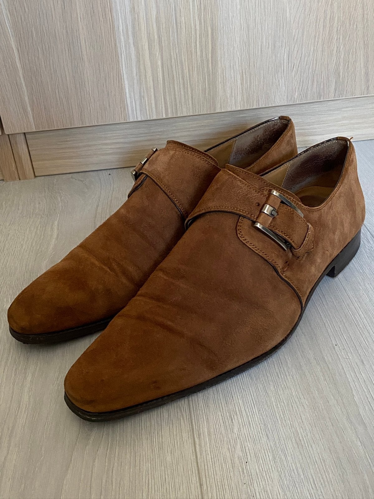 Magnanni suedè gespschoenen maat 44, Bruin, Ophalen of Verzenden, Gespschoenen, Gedragen