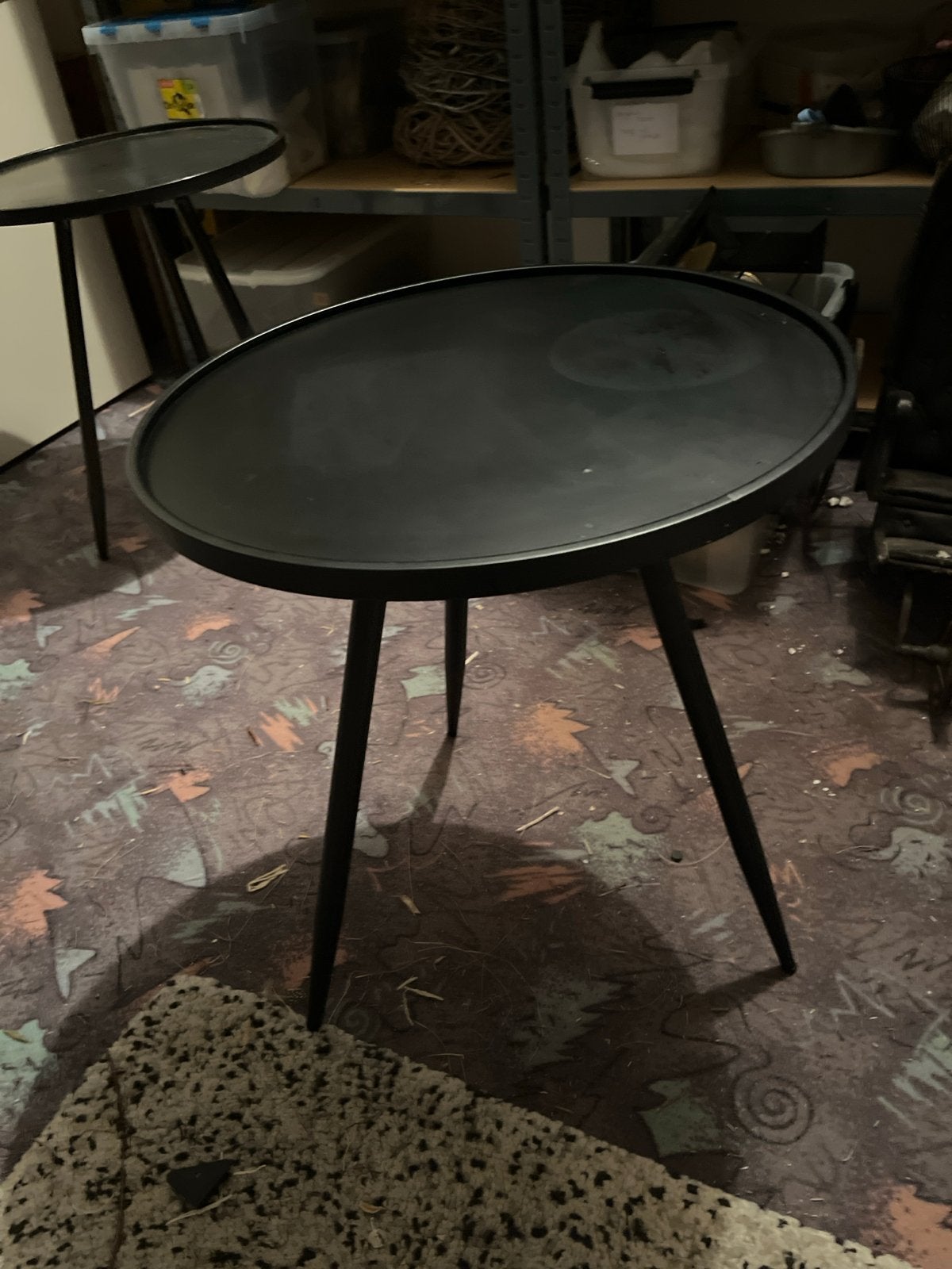 Zwarte bijzettafel - Hoogte 60 cm, Diameter 50 cm, Ophalen, Minder dan 55 cm, Gebruikt, Metaal of Aluminium