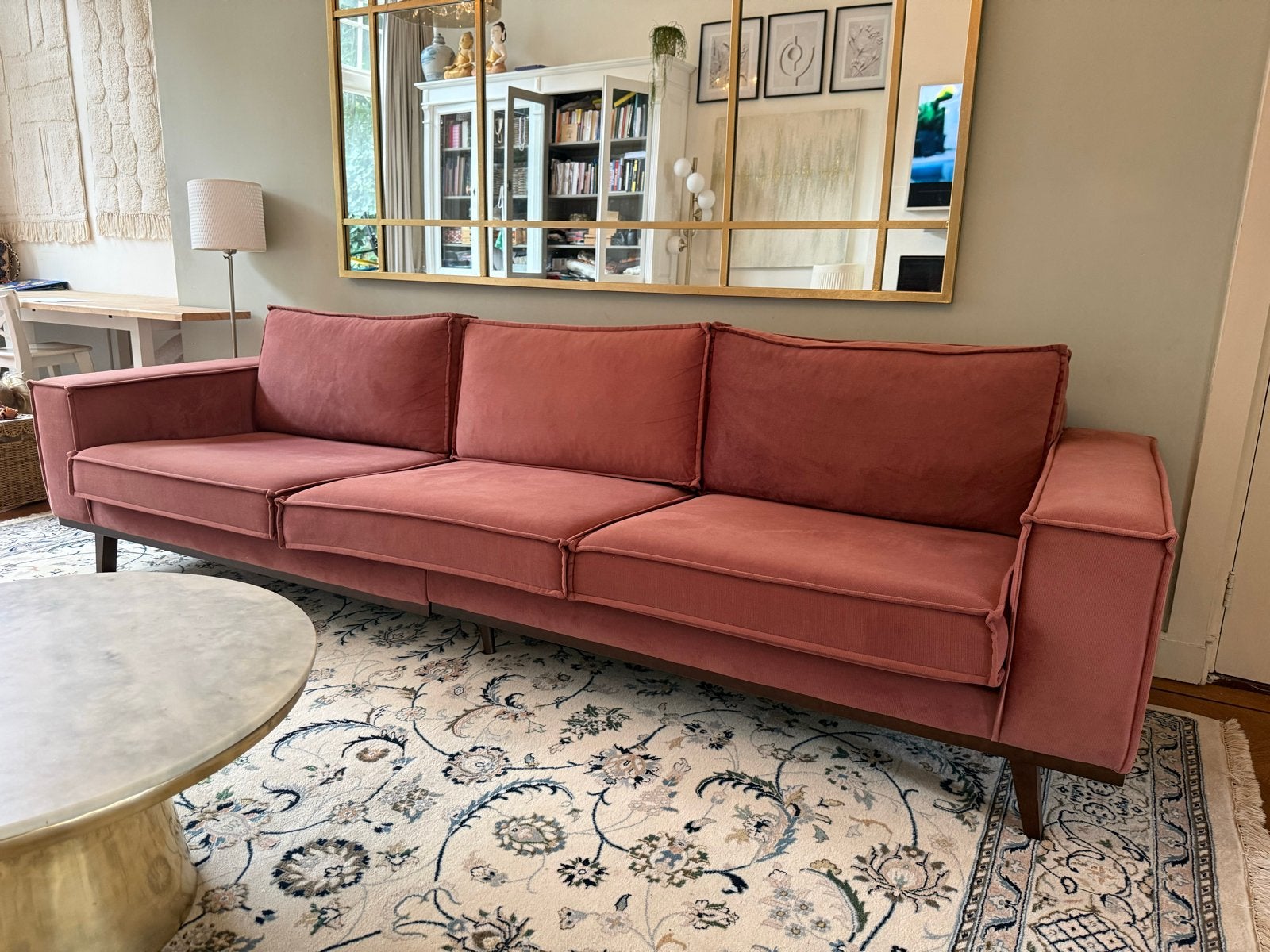 Stijlvolle roze 4-zitsbank Verona van NOUS Living, Ophalen, 250 tot 300 cm, 75 tot 100 cm, Zo goed als nieuw