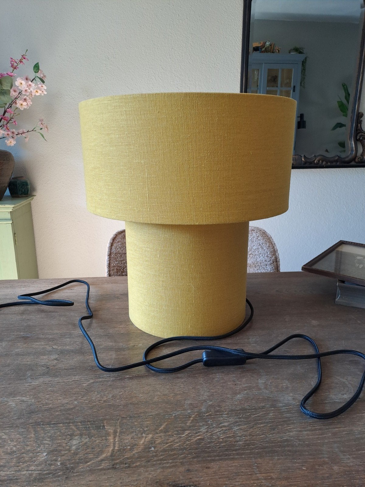 tafellamp met sfeerlicht, Ophalen, Natuurlijk materiaal, 35 cm, Zo goed als nieuw