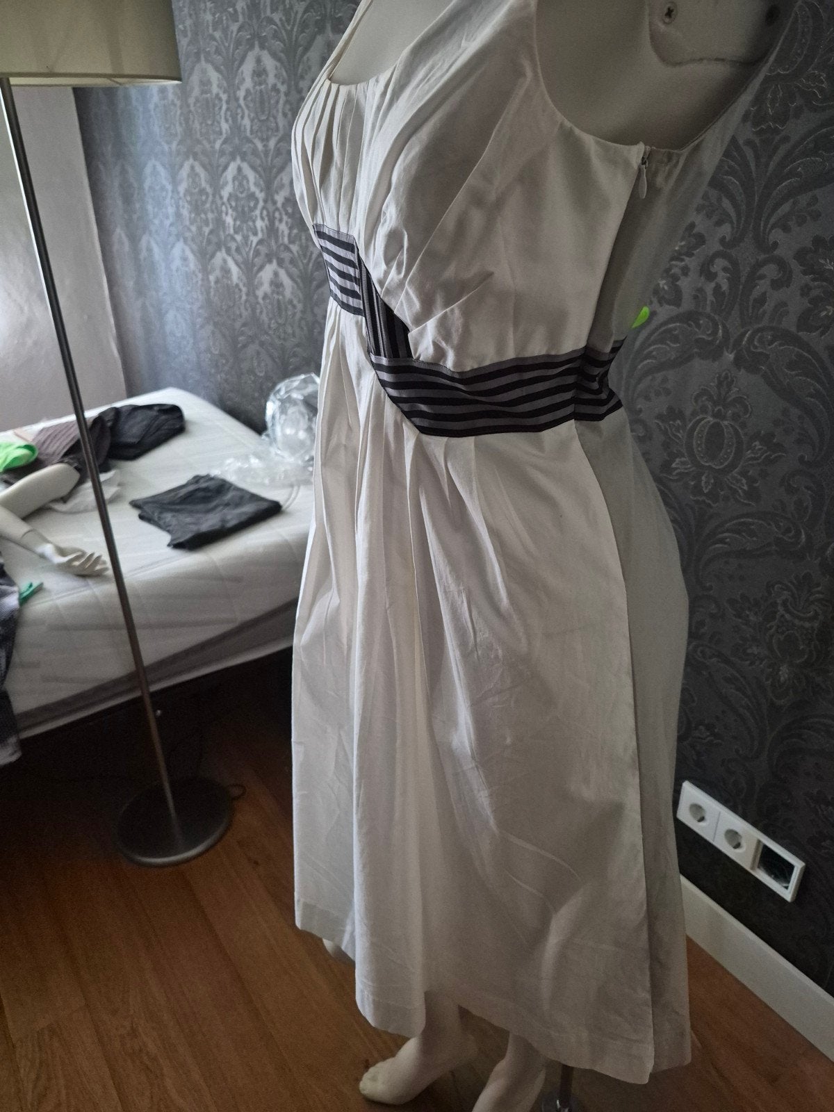 Pianura Studio zomerjurk Maat 40 - 42 (L) - Wit met Strepen, Kleding | Dames, Maat 38/40 (M), Verzenden, Wit, Zo goed als nieuw