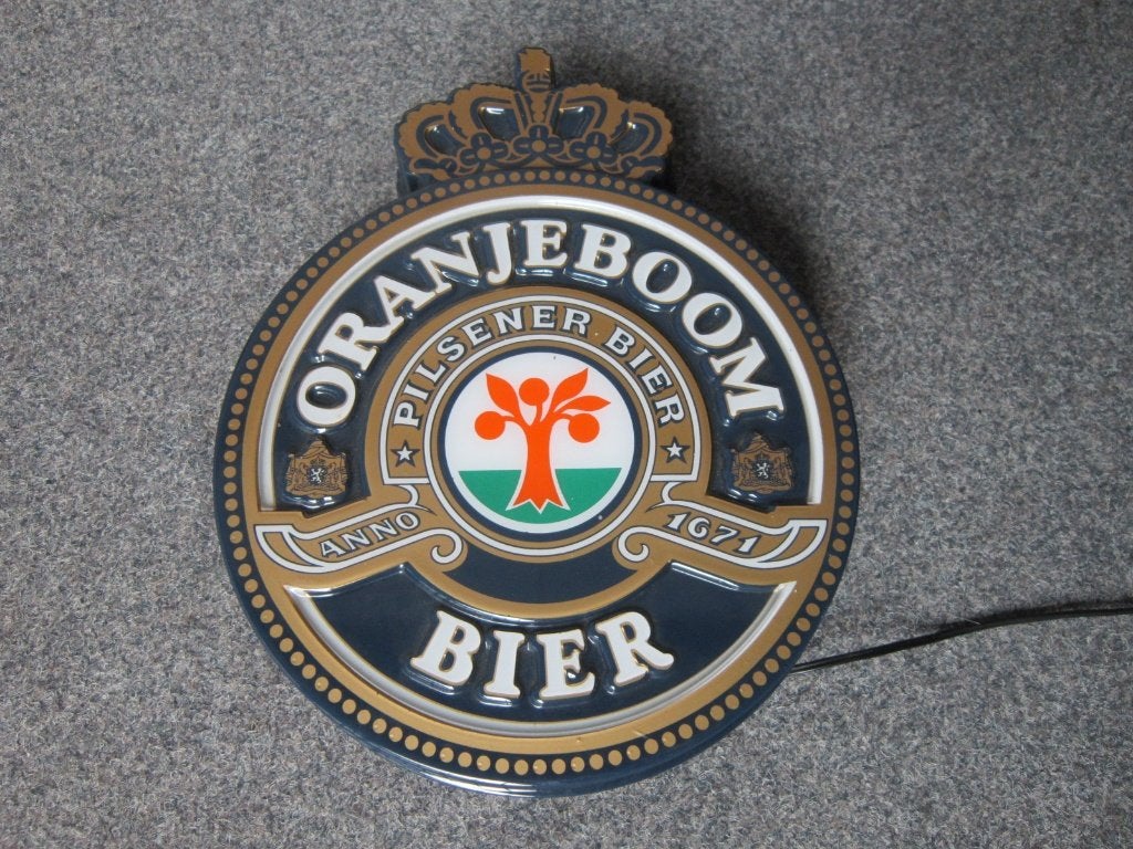 ORANJEBOOM BIER LICHTRECLAME, Verzamelen, Ophalen, Zo goed als nieuw, Overige typen, Oranjeboom