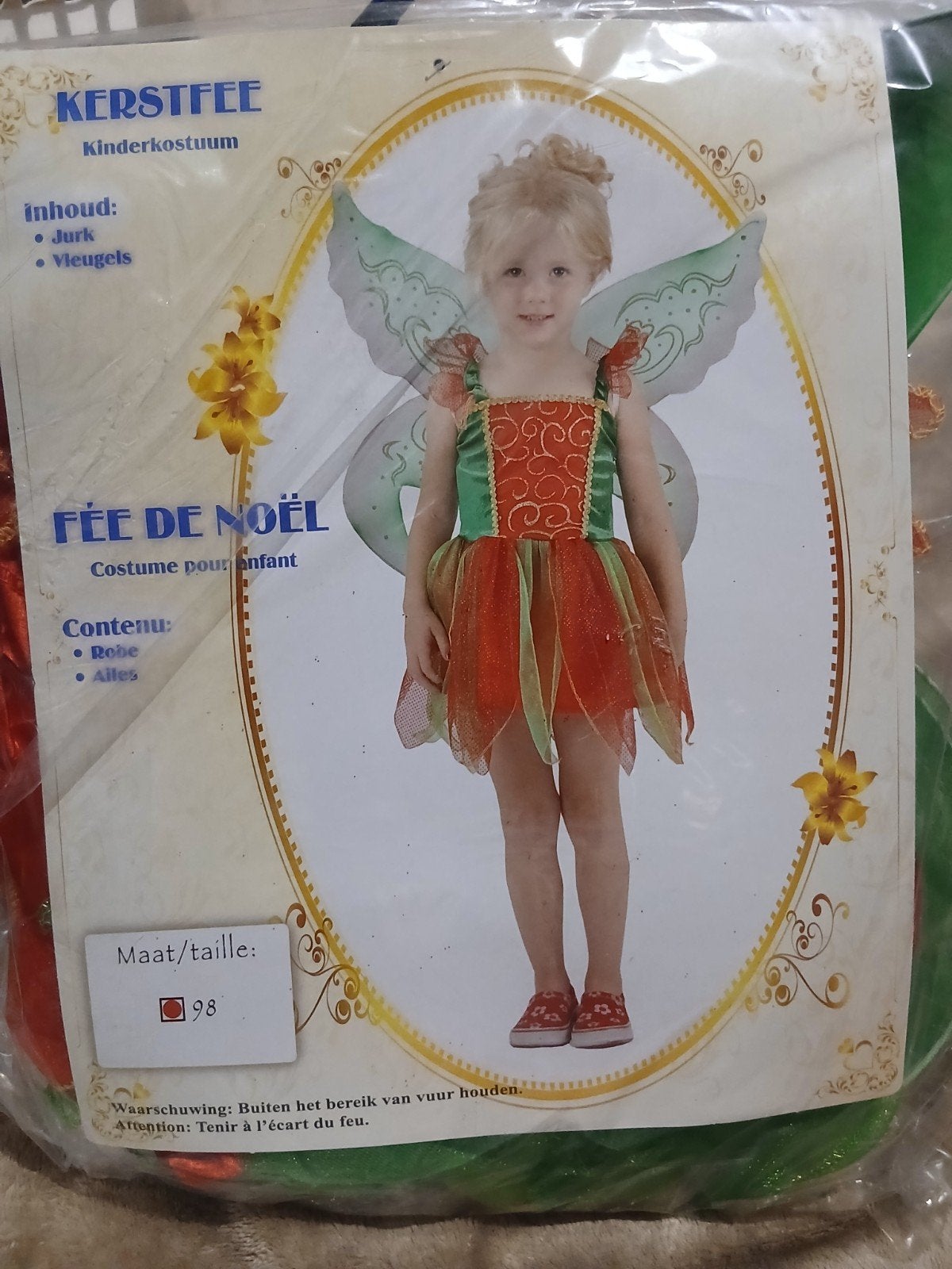 Kerstfee Kinderkostuum - Jurk en Vleugels, Kinderen en Baby's, Ophalen of Verzenden, Nieuw, 104 of kleiner, Meisje