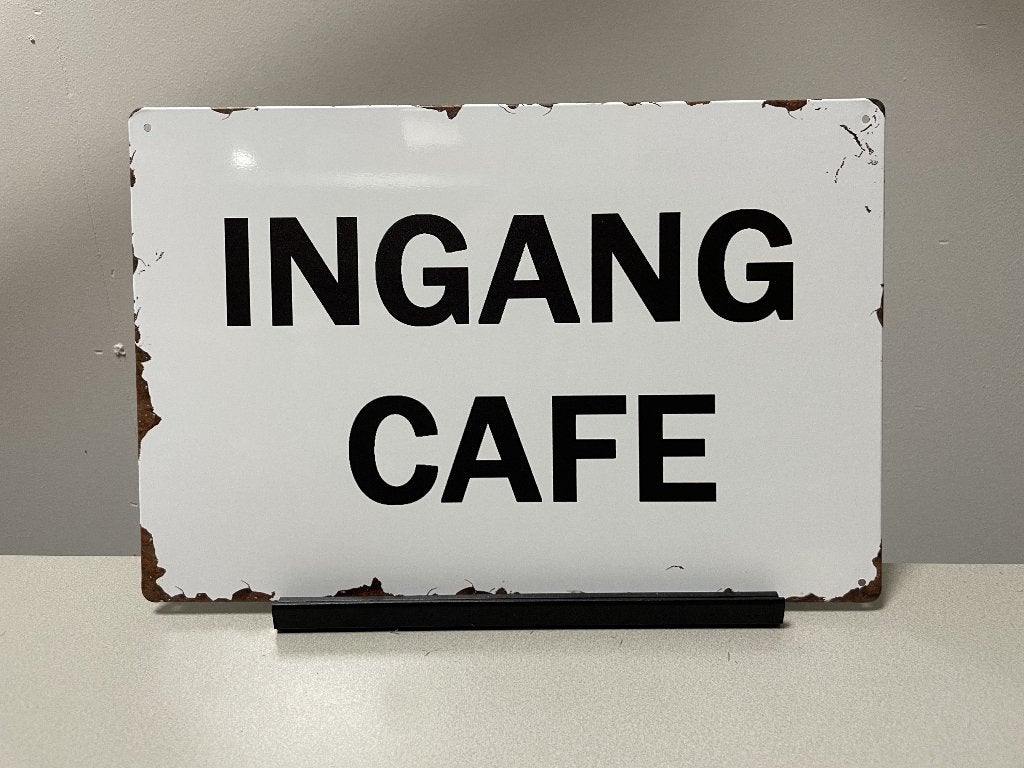 Ingang cafe tekst bord / café bord (Old Look), Huis en Inrichting, Woonaccessoires | Tekstborden en Spreuken, Www.pand50.nl, Nieuw
