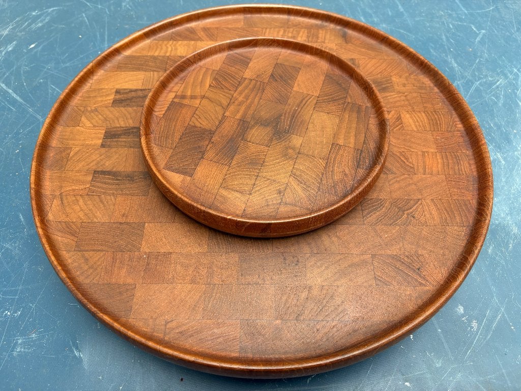 Digsmed teak draaiplateau Deens 60s, Ophalen, Gebruikt, Rond, Serveerplateau