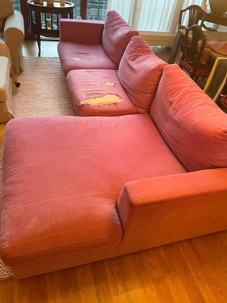 Flamant design lounge hoekbank roze, Ophalen, Gebruikt, 150 tot 200 cm, Hoekbank