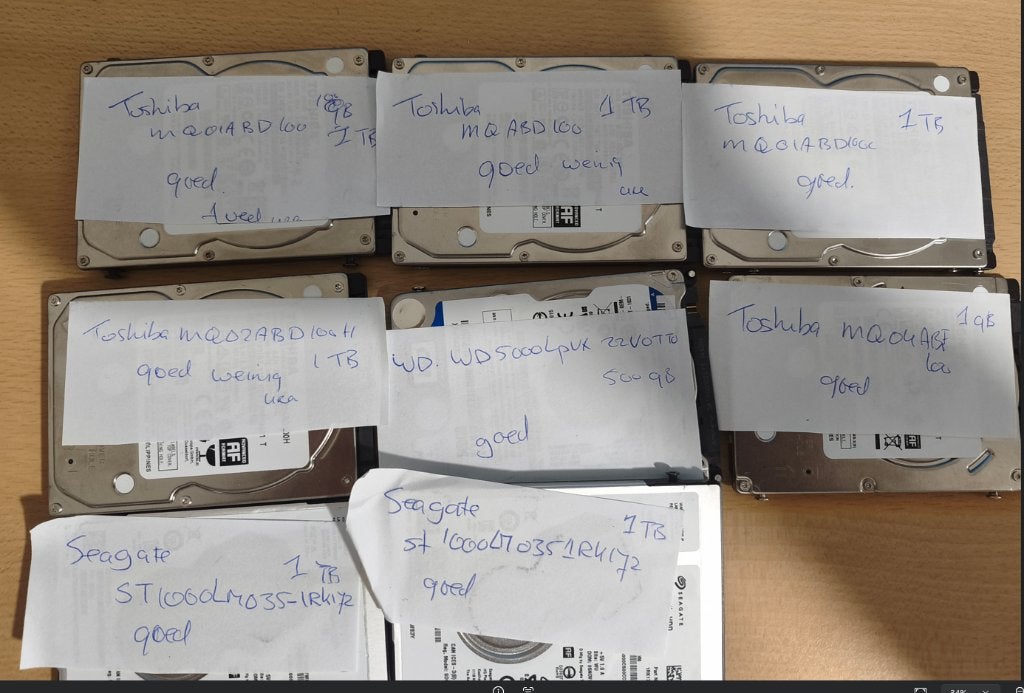 harde schijf laptop 7x 1 tb, 1x 500 gb, Computers en Software, Intern, Gebruikt, Ophalen of Verzenden, Laptop