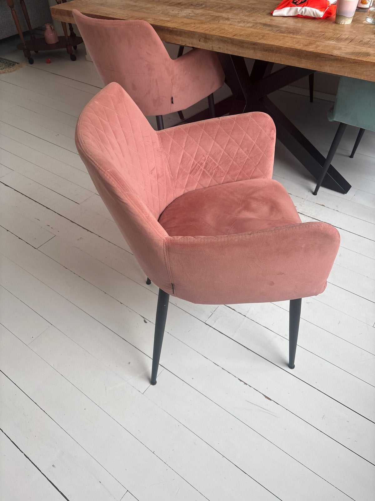 Gratis: 2 velours stoelen (1 roze, 1 groen) - Brummen, Ophalen, Gebruikt, Overige kleuren, Drie
