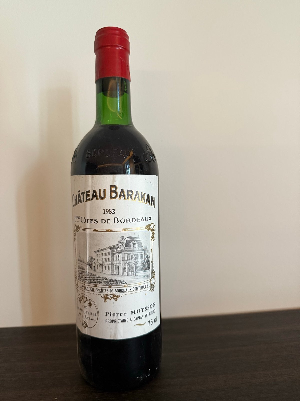 Château Barakan 1982 - 1ères Côtes de Bordeaux, Ophalen of Verzenden, Gebruikt, Frankrijk, Rode wijn