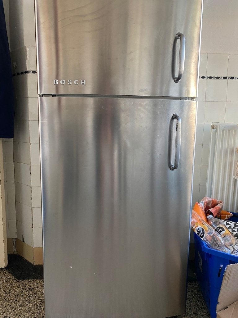 Bosch Koelkast/Vriezer RVS, Witgoed en Apparatuur, Koelkasten en IJskasten, Ophalen, Gebruikt, 200 liter of meer, 160 cm of meer