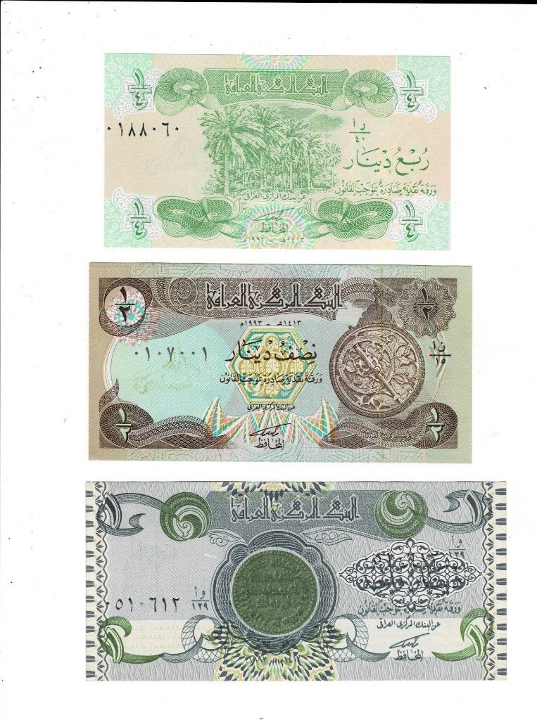 Irak, 1/4 , 1/2 en 1 dinar 2003 - UNC, Verzenden, Zuidoost-Azië