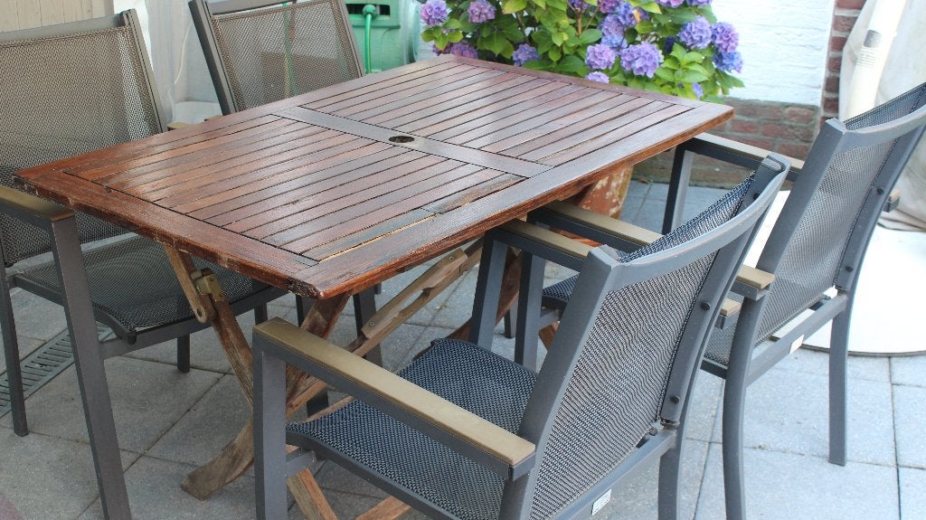 tuintafel met 4 stoelen, Tuin en Terras, Ophalen, 4 zitplaatsen, Gebruikt, Tuinset