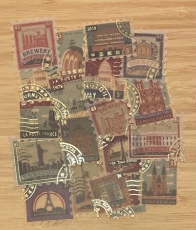 Postzegel met gouden details stickers, Verzenden, Nieuw, Meerdere stickers