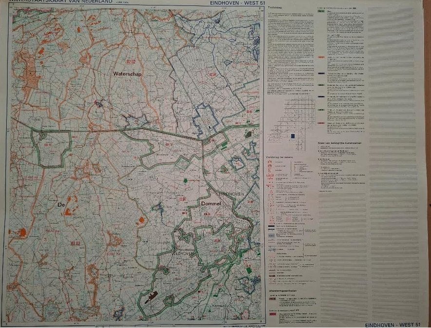 kaart Eindhoven-west, waterstaatskaart, Ophalen of Verzenden, 1800 tot 2000, Nederland, Landkaart