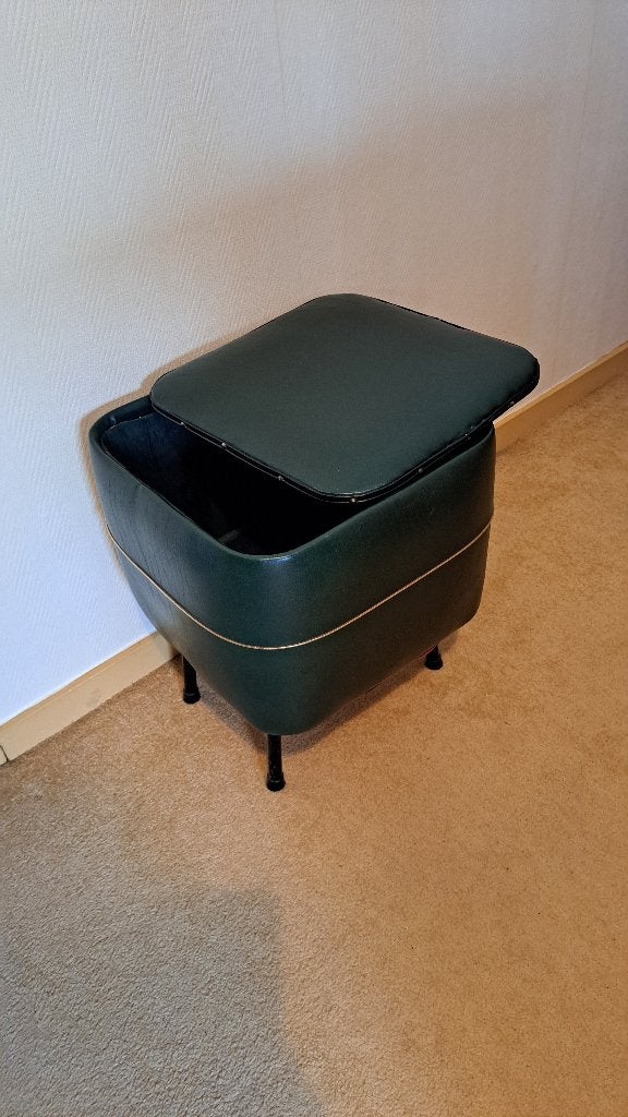 Prachtige vintage poef, opbergpoef, naaipoef, Huis en Inrichting, Banken | Voetenbanken en Poefen, Ophalen, Minder dan 50 cm, Gebruikt