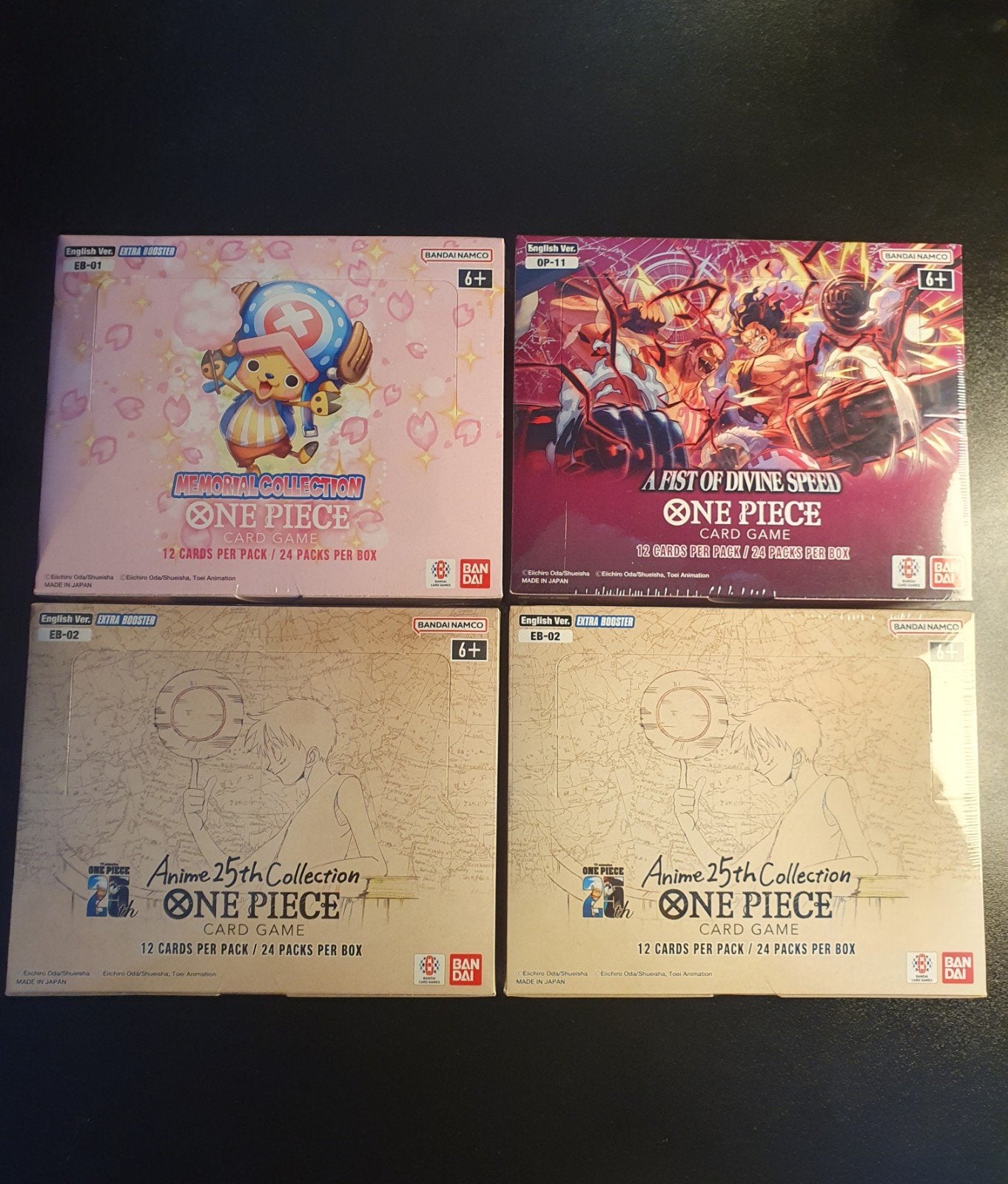 One Piece OP11 EB01 EB02 booster boxen sealed, Hobby en Vrije tijd, Ophalen of Verzenden, Nieuw, Boosterbox, Foil