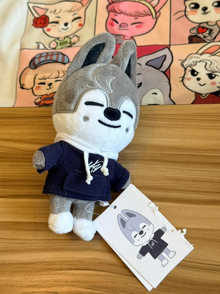 Stray Kids Bang Chan Wolfchan skzoo plush, Ophalen of Verzenden, Zo goed als nieuw, Foto of Kaart