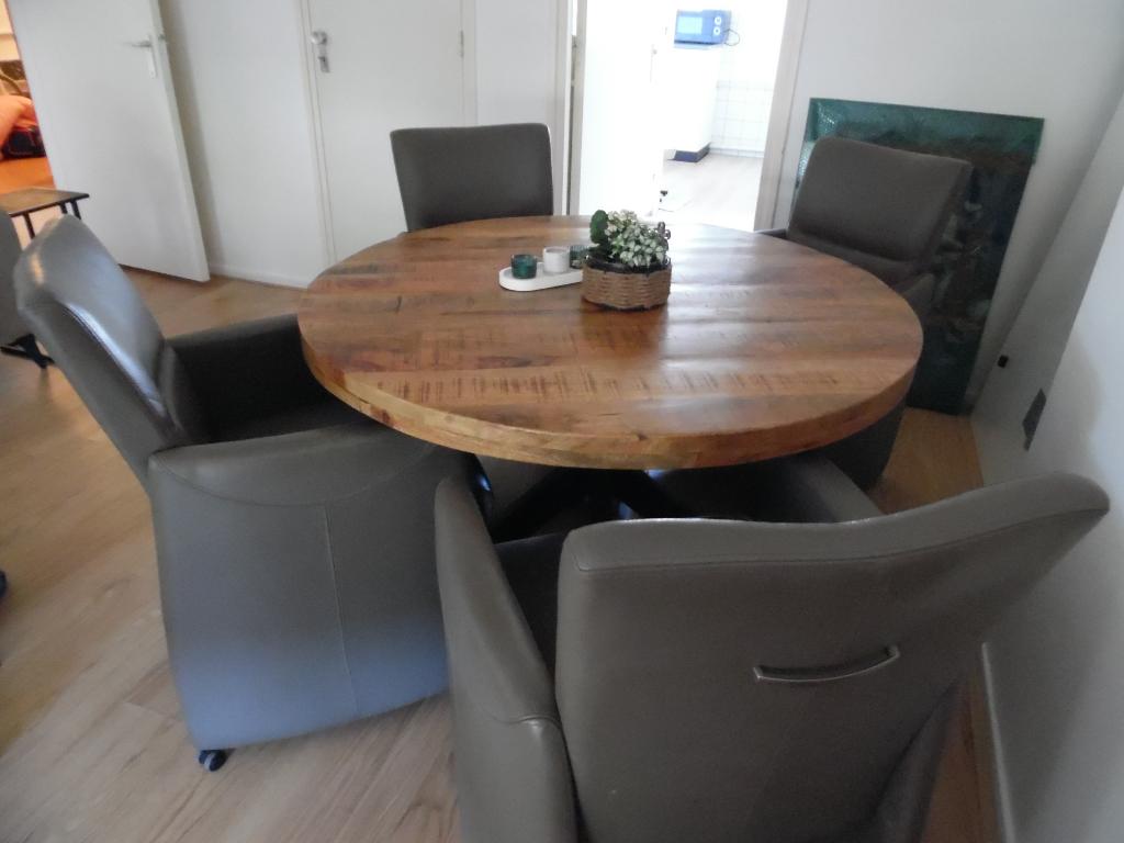 Te koop eettafel met 4 stoelen, Ophalen, Gebruikt, Hout, Vier personen