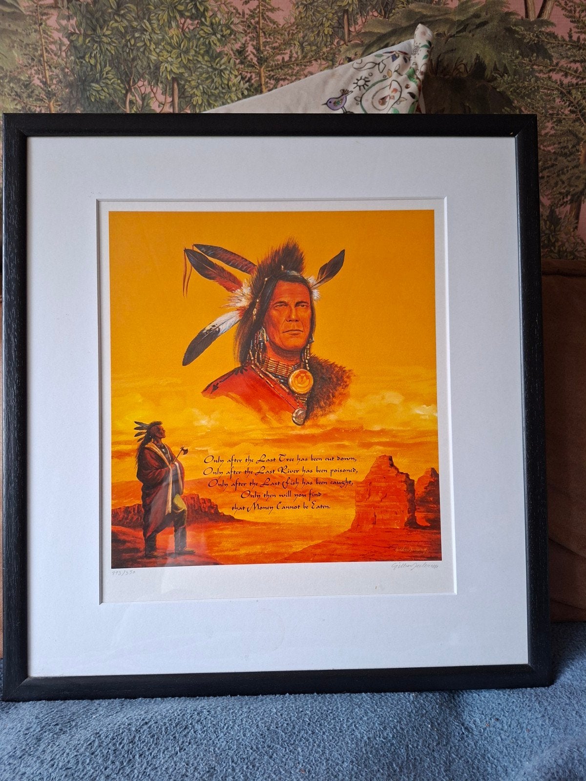 Ingelijste Print Indiaan met inspirerende tekst, Ophalen, Print, Print/reproductie, Genummerd