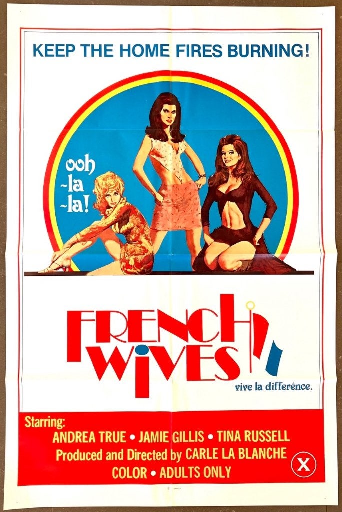 French Wives (1979) - Originele filmposter, Verzamelen, Ophalen of Verzenden, Zo goed als nieuw, A1 t/m A3, Film en Tv