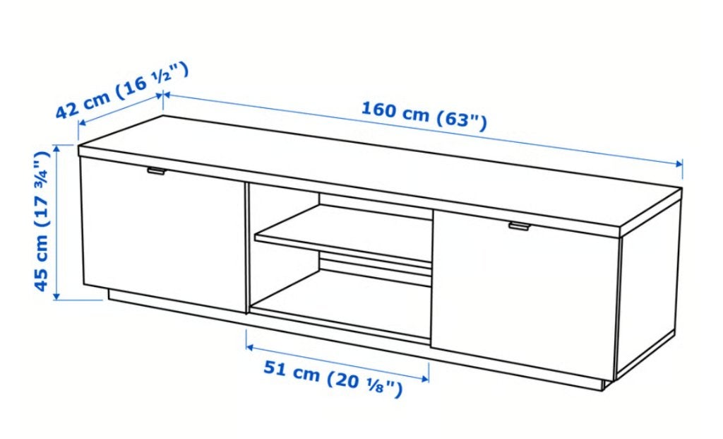 IKEA BYÅS tv-meubel 160 cm – vanaf december, Huis en Inrichting, Ophalen, Gebruikt, Modern, Scandinavisch, 150 tot 200 cm