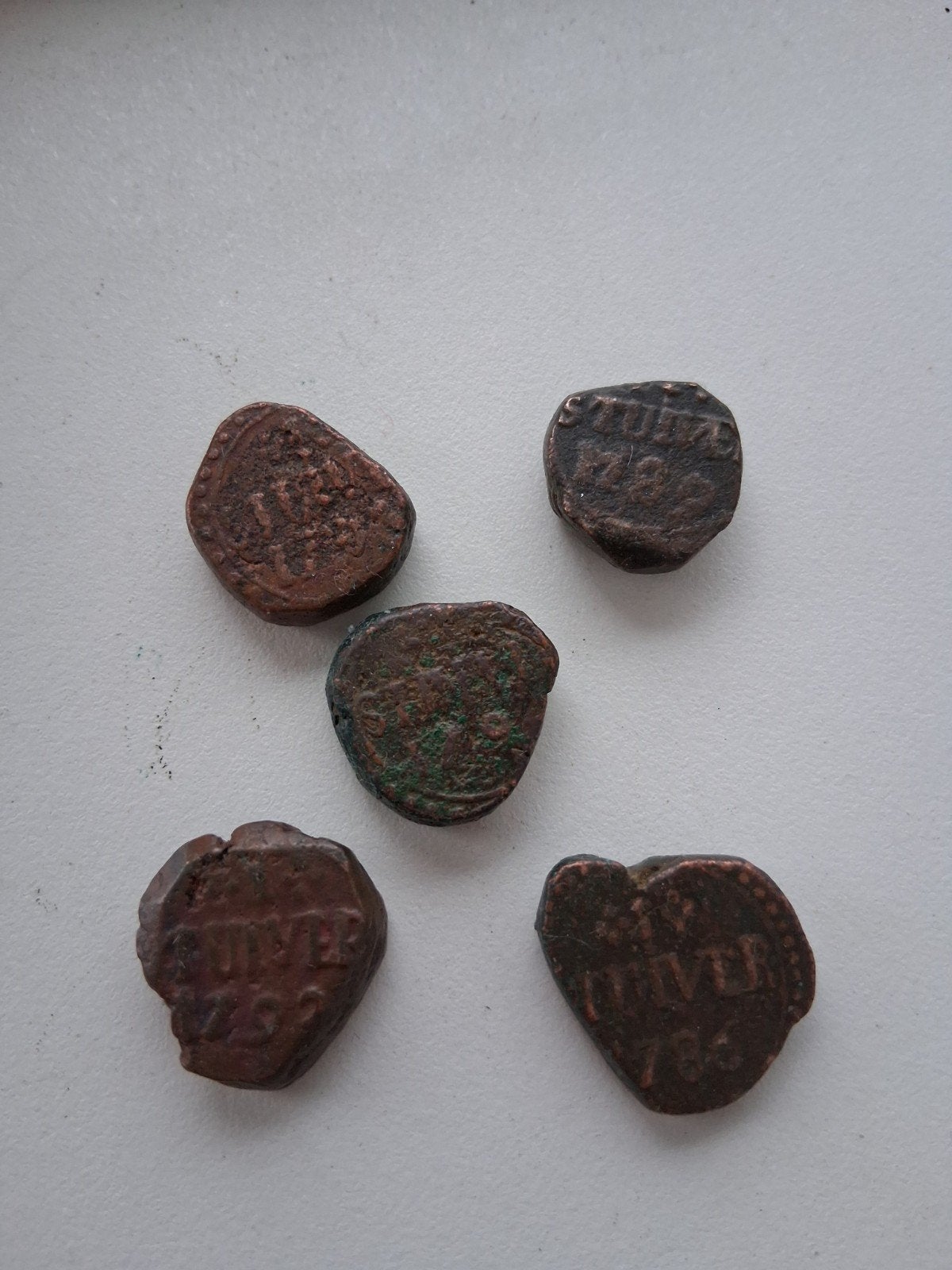 Voc Stuiver Bonken 18e eeuws 5 stuks Ceylon Noodgeld., Postzegels en Munten, Ophalen of Verzenden, Vóór koninkrijk, Overige waardes