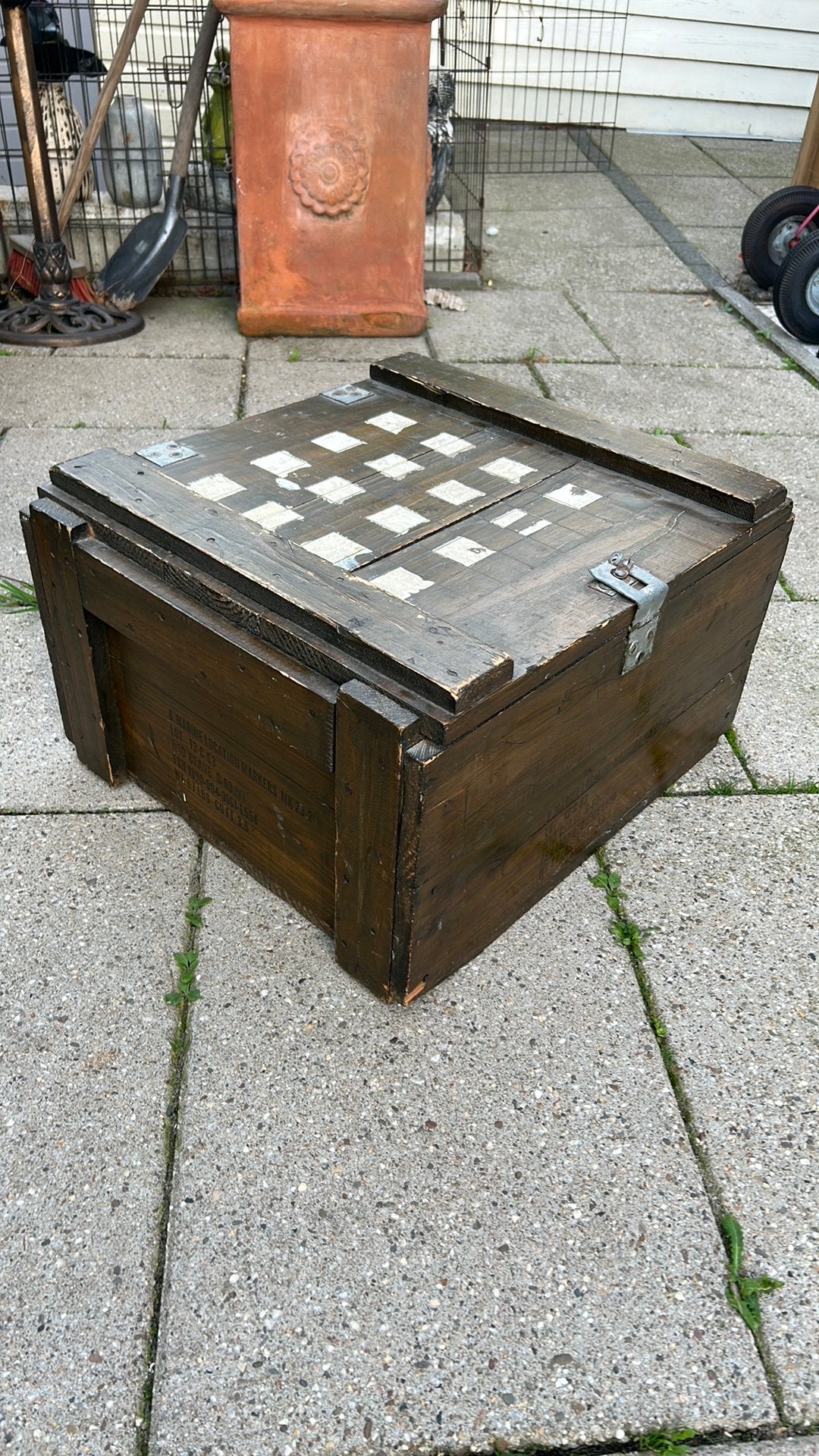 Militaire antiek houten kist, Ophalen, Gebruikt, 50 tot 100 cm, Minder dan 50 cm